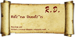 Róna Dusán névjegykártya